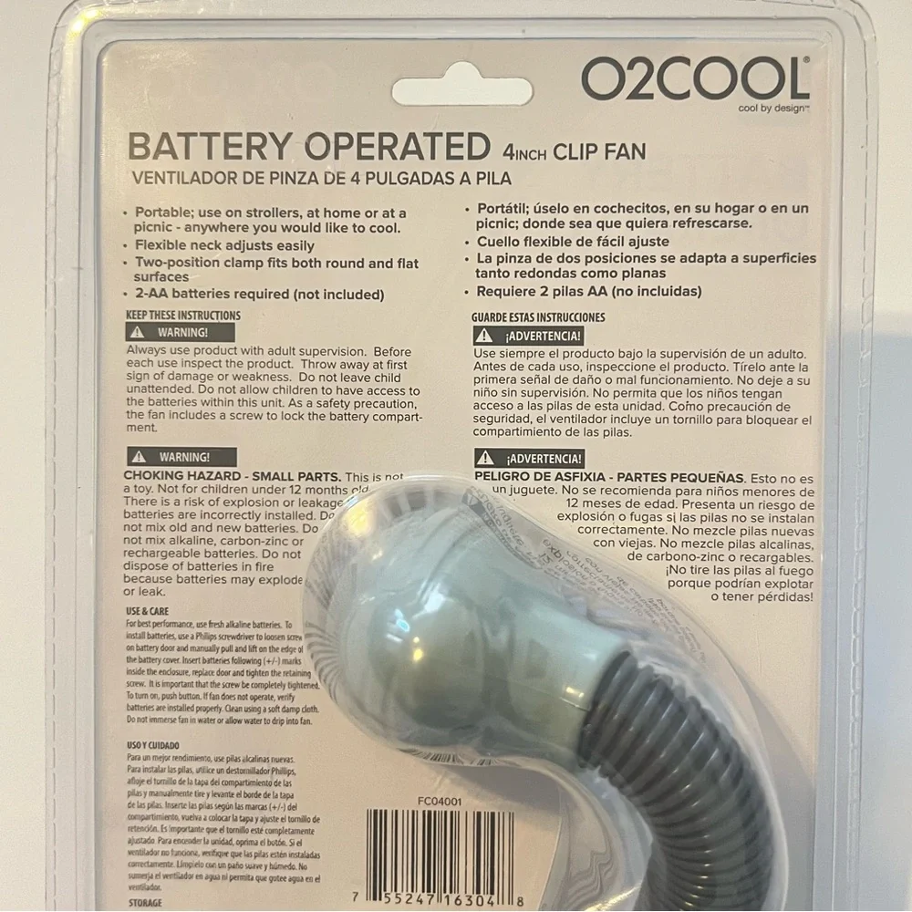 O2Cool Battery Operated 4 Inch Clip Fan New - Picture 5 of 6